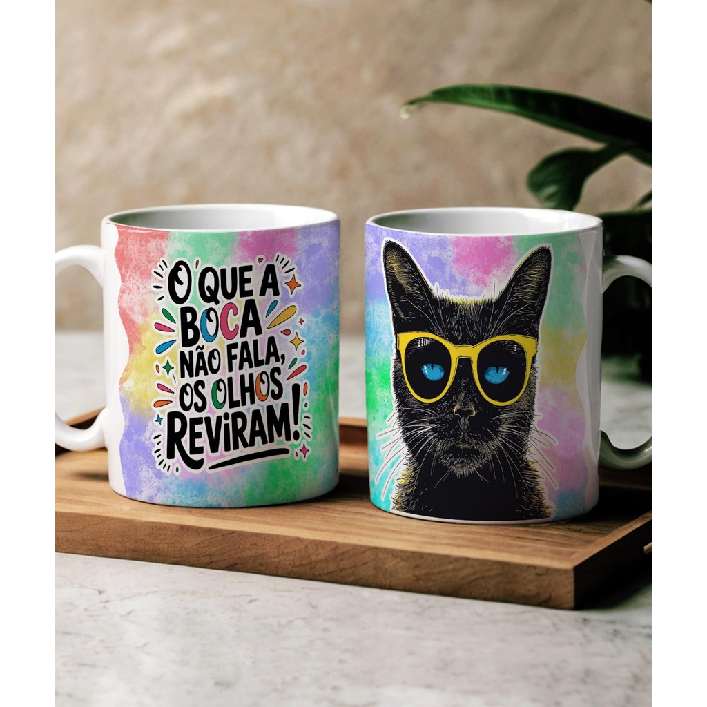 Caneca Divertida O Que a Boca Não Fala Os Olhos Reviram | Caneca Humor | Caneca Meme