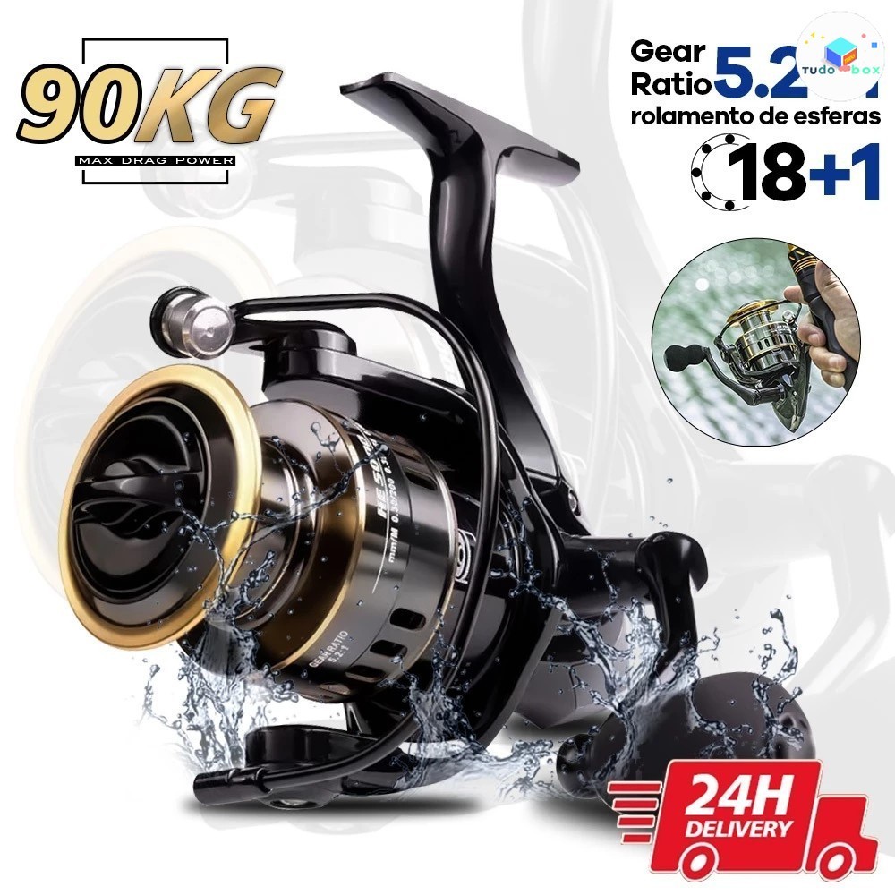 Molinete de Pesca Profissional HE 1000-7000 - Metal EVA Resistente à Corrosão para Água Salgada em Oferta na Shopee
