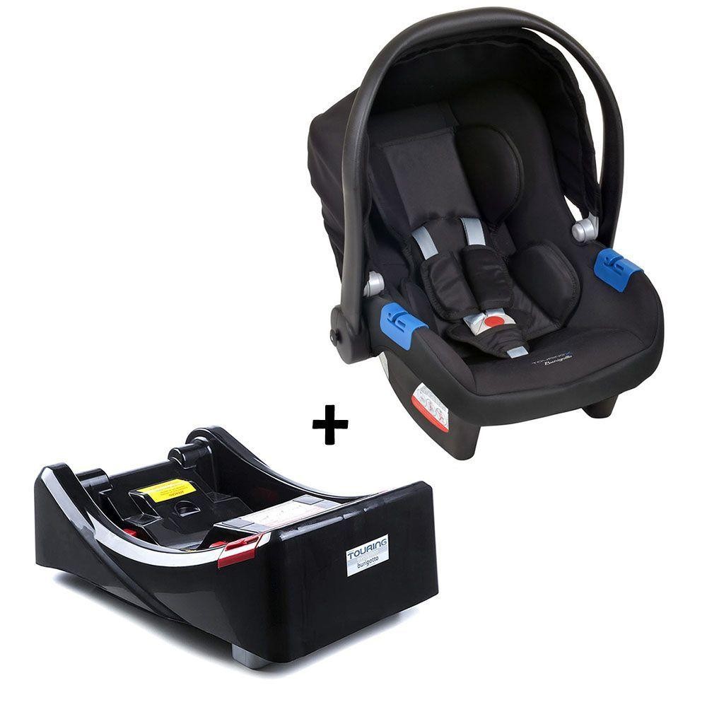 Conjunto Bebê Conforto Com Base Para Carro Burigotto Touring X De 0 Até 13 Kg Preto - Mom & Baby