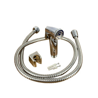 KIT para ducha higiênica com Mangueira Flexível em Aço Inox 1,20Cm e gatilho chuveirinho cromado abs