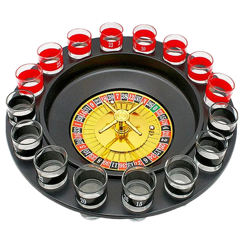 Jogo De Roleta Drink Shot 16 Copos Vidro Bebida Cassino