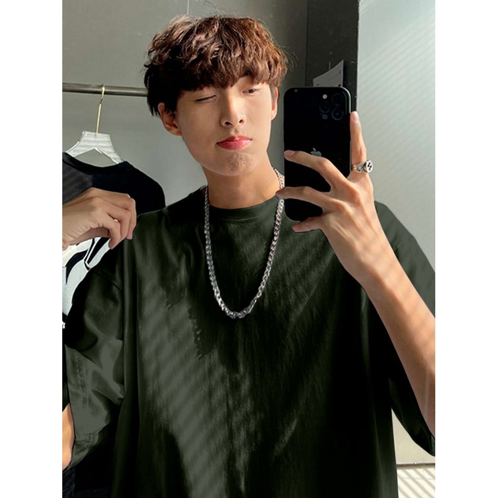 Camiseta Larga Casual Academia Oversized Masculina Camisa Estilosa Old School Básica Sem Estampa