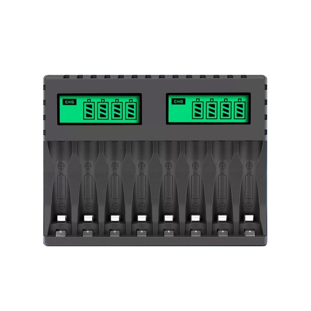 Carregador Para Até 8 Pilhas AA e AAA Normal e Palito Carrega Plug USB-C Visor LCD Pujimax PJ-LCD006 Ni-MH em Oferta na Shopee