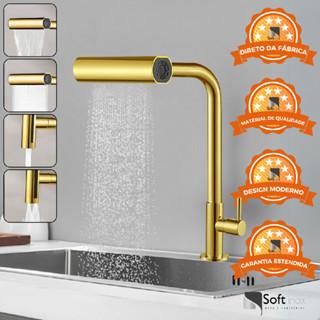 Torneira Gourmet Cozinha Bancada Parede 4 Jatos em 1 Dourada Preta Cromada Metal Pia Multifuncional em Oferta na Shopee