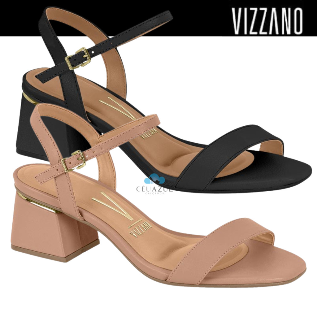 Sandália Feminina Vizzano Pelica Salto Bloco Grosso Básica Conforto em Oferta na Shopee