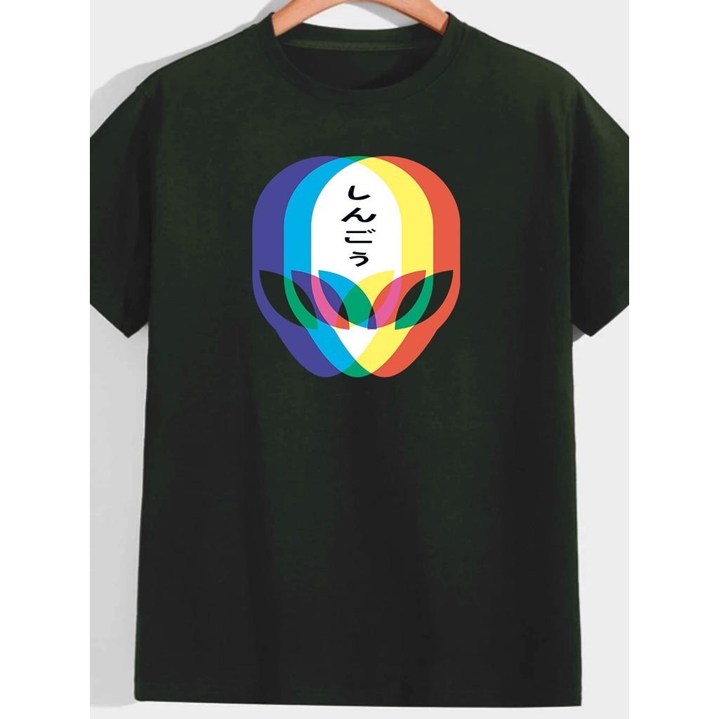 Camiseta Casual Alien 3D Unisex Longline Verde Militar Gola redonda  T-Shirt  Oversized Estampado