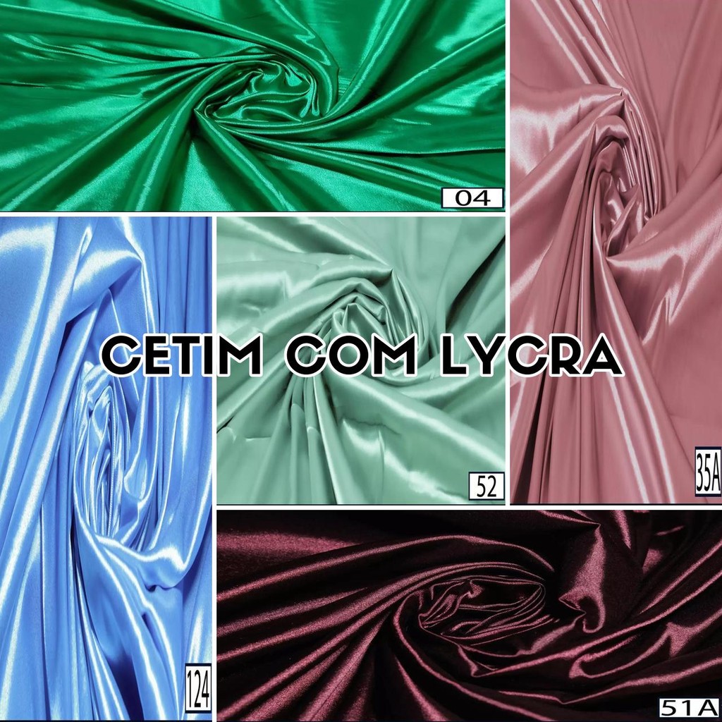6 Metros Tecido Cetim Com Lycra Elastano - Várias Cores (6m x 1,47m)
