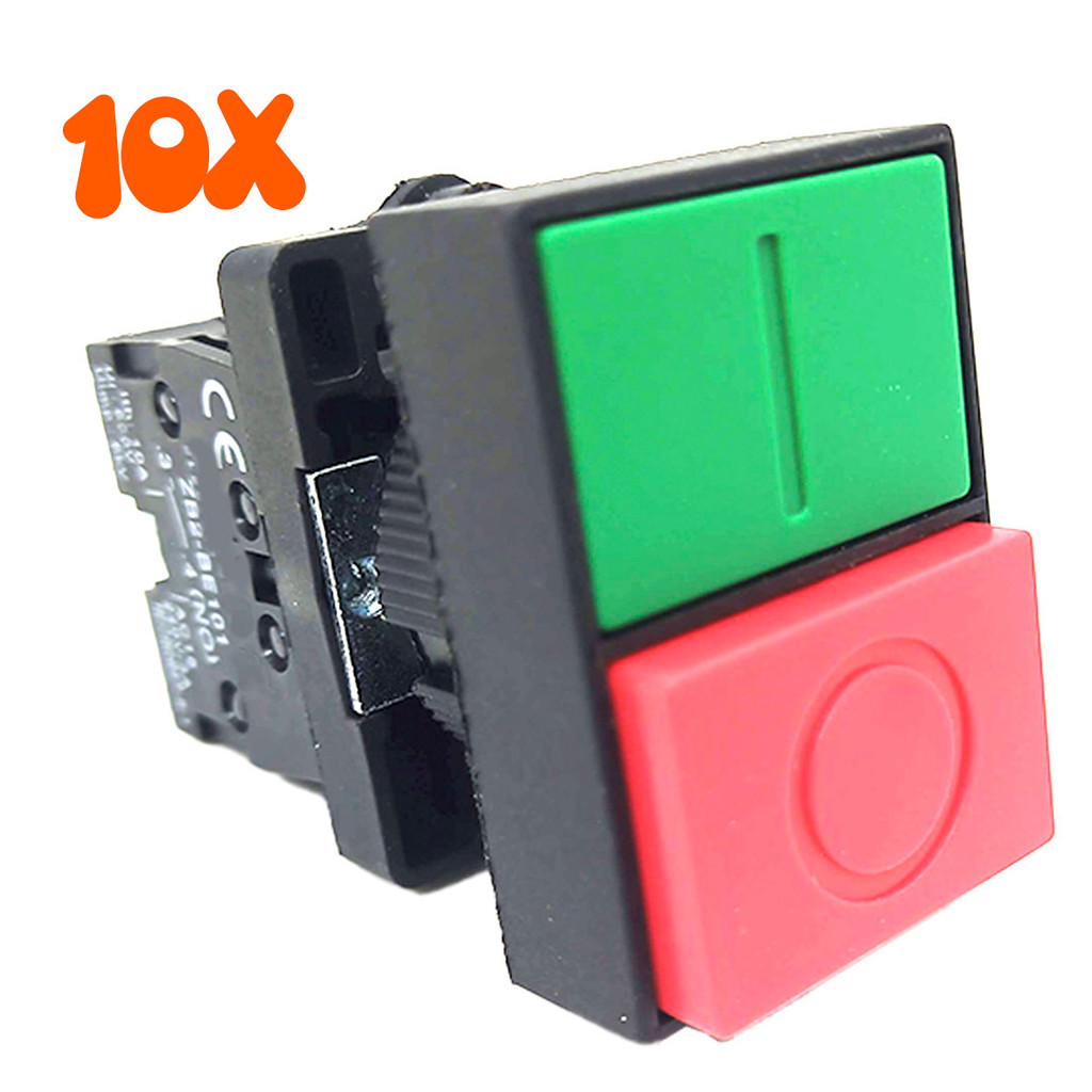 Kit 10 Botão de Comando Duplo Liga e Desliga de Pulso 1na+1nf EL8425