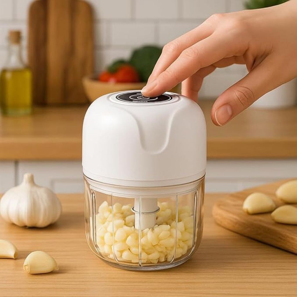 Mini Processador Elétrico de Alimentos Portátil com 3 lâminas de aço inox USB 250ml em Oferta na Shopee
