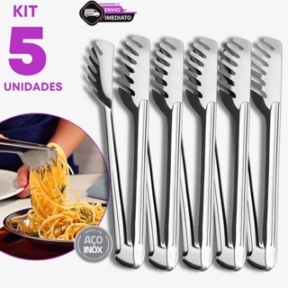 Jogo 5 Pegador de Massas Multiuso Para Frios Carnes Gelo Doces Pães Cozinha Restaurantes Inox 20cm em Oferta na Shopee