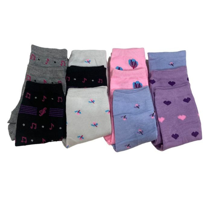 Kit 12 Pares de Meias Feminina Cano Longo Cores e modelo Variadas