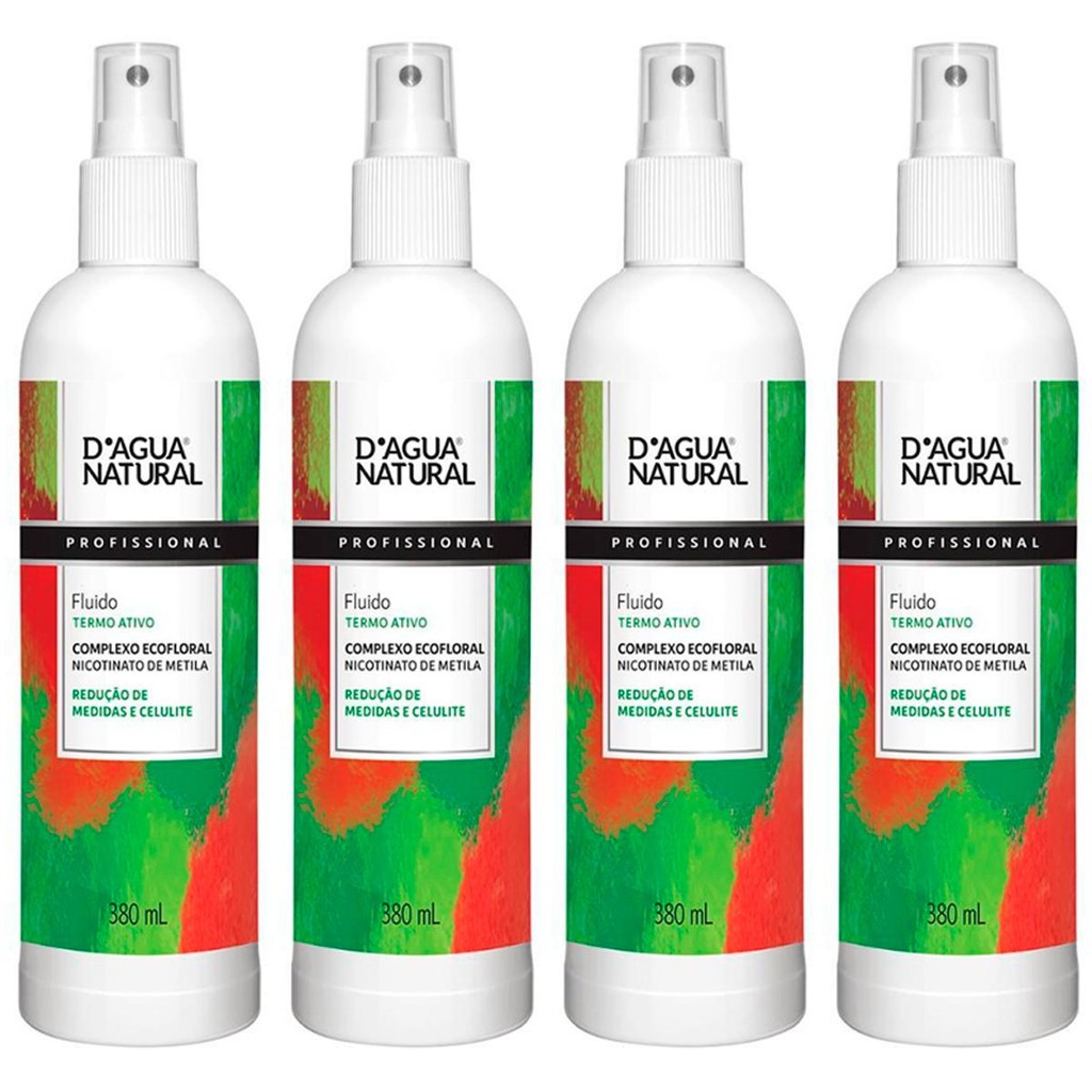 Imagem Kit 4 Potes Fluido Termo Ativo Dagua Natural Complexo Ecofloral 380ml Redução de Medidas e Celulite