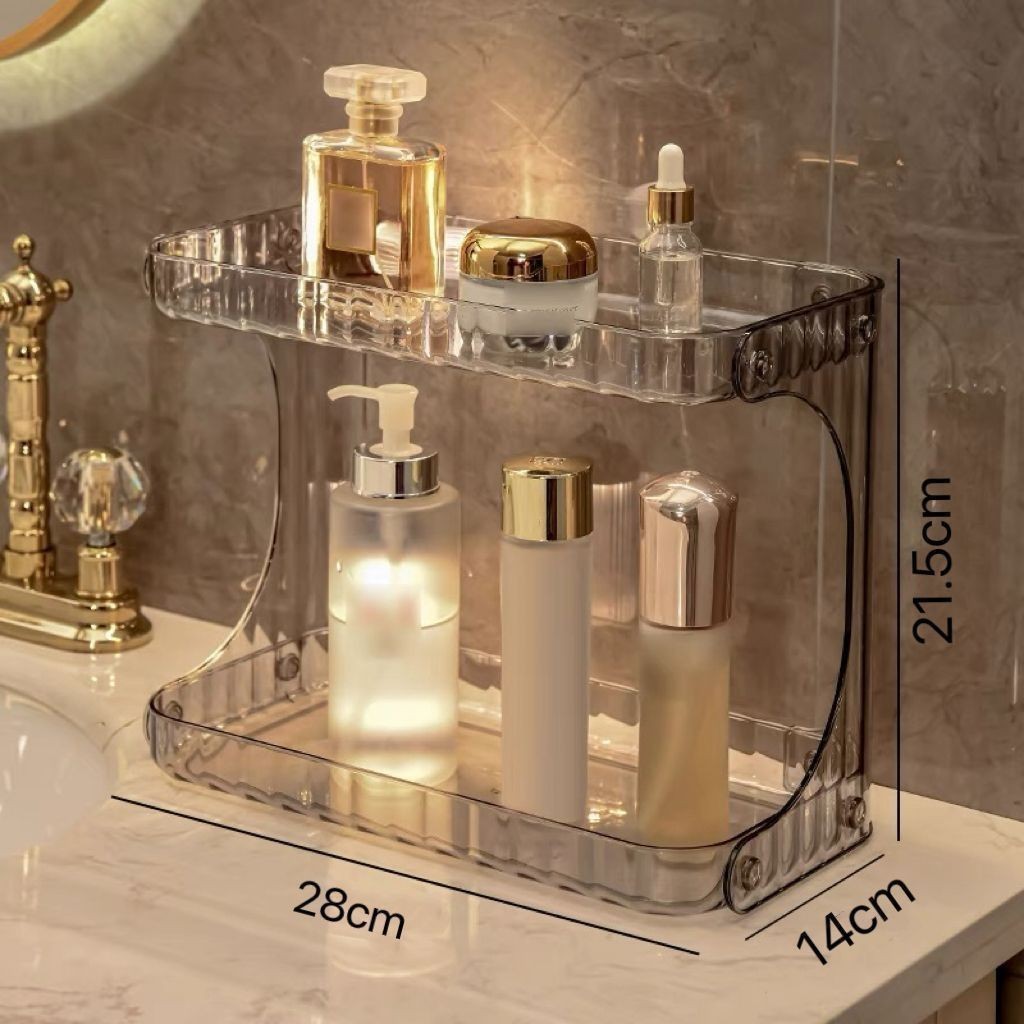 Organizador De Banheiro 2 camadas Prateleira De Maquiagem Acrílica Grande Capacidade Suporte De Cosmético Liptick