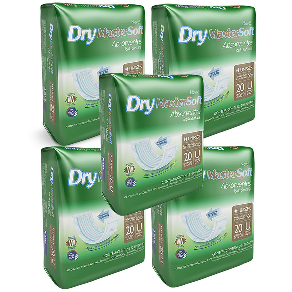Absorvente Geriátrico Dry MasterSoft 20 Unidades | Kit com 5 unidades - Health