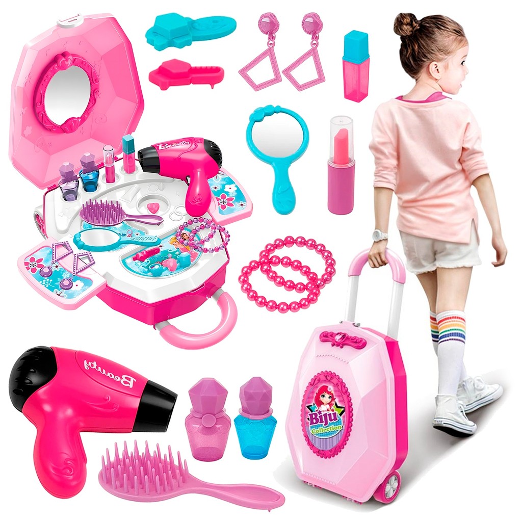 Brinquedo Mala Infantil Encantada Beauty Angel Com Rodinhas Kit Beleza Completo Menina - For Kids em Oferta na Shopee