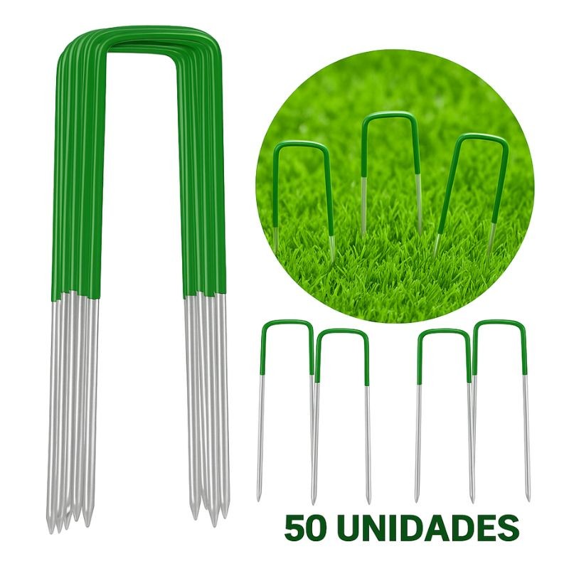 Kit Com 50 Grampos Para Fixação De Grama Sintética Gancho em Oferta na Shopee