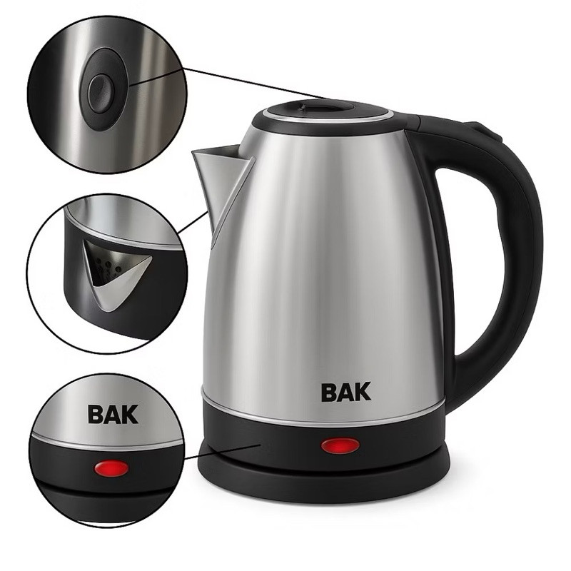 Chaleira Jarra Elétrica Térmica Bule Com Tampa Aço Inox 1.8litros Bak