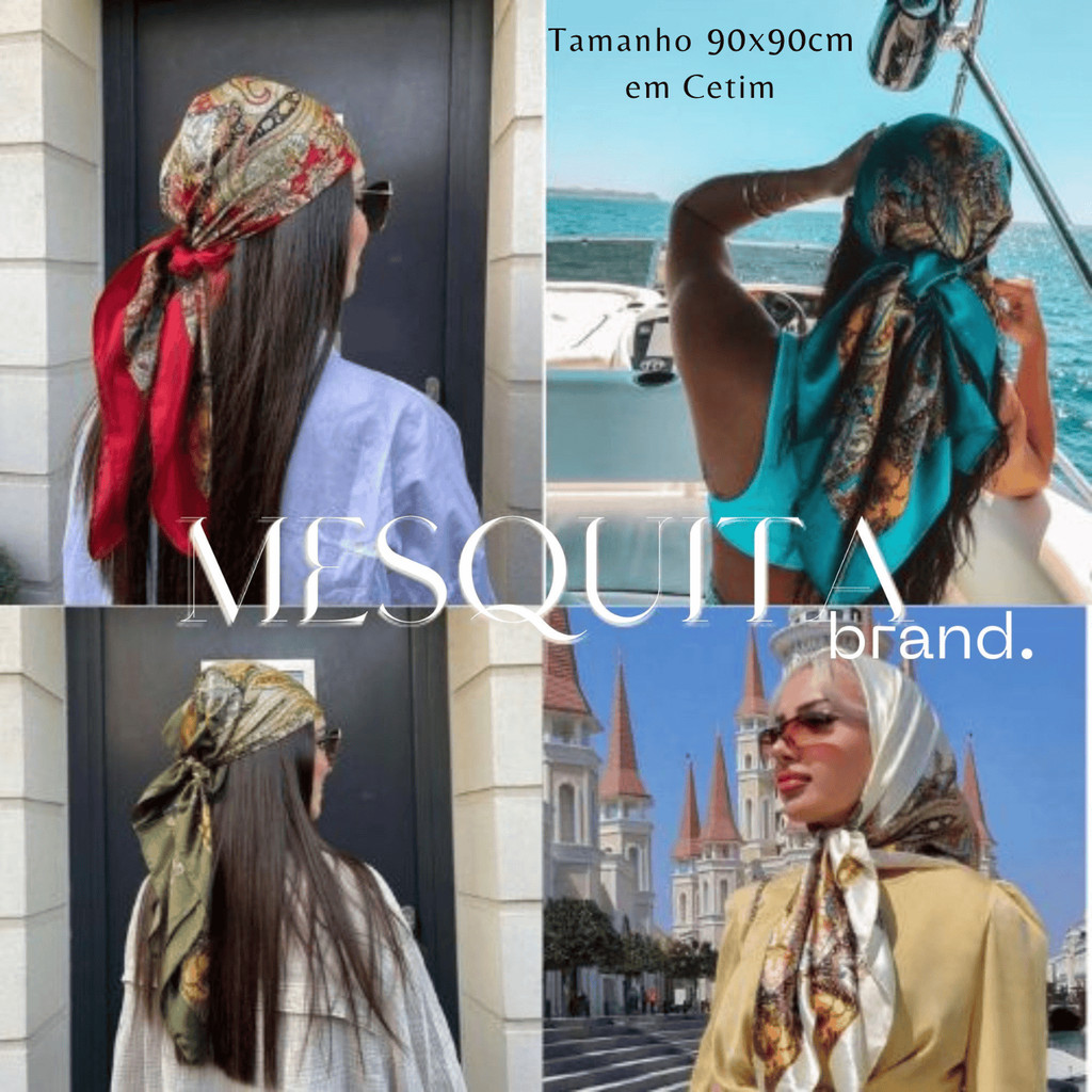 lenço de cetim Feminino 90x90  Cabelo Pescoço Cabeça em Oferta na Shopee