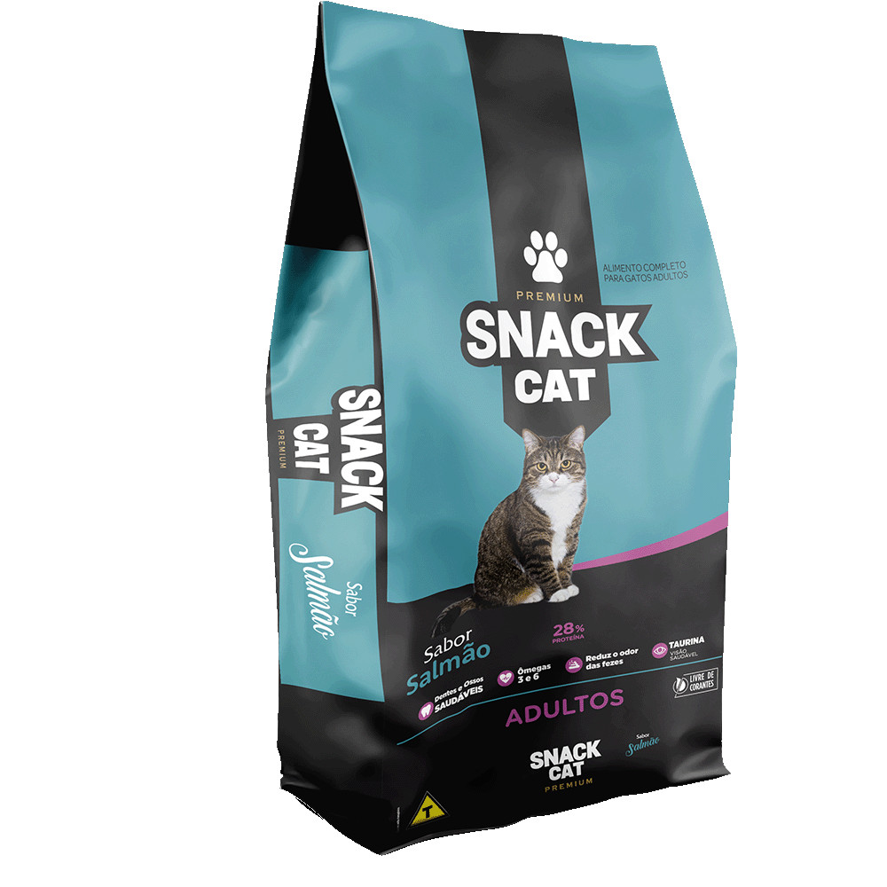 Ração para Gato Adulto Snack Cat Premium Salmão 28% Proteína 5kg