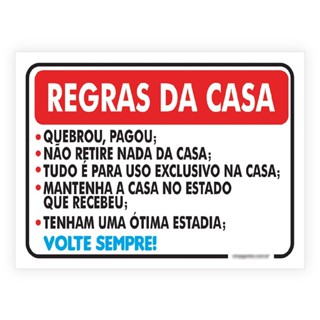 Placa De Sinalização Das Regras Da Casa em Oferta na Shopee
