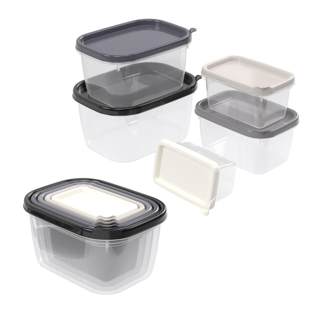 Kit 5 Potes Retangulares Encaixáveis Plástico Plasútil em Oferta na Shopee