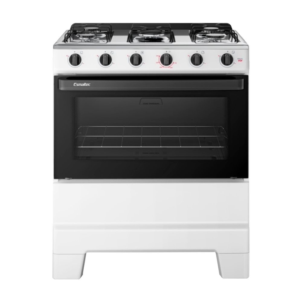 Fogão de Piso 5 Bocas Esmaltec F5ISB Ideal Pop | Mesa em Aço Inox, Acendimento Manual, Branco