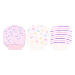 Kit Luva Bebê Menina Pimpolho Tricô Estampada - 3 Pares