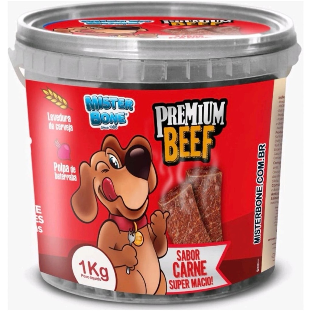 Bifinho 1 e 2 KG Petiscos Mr Bone Cães Cachorro Pet Premium - CARNE