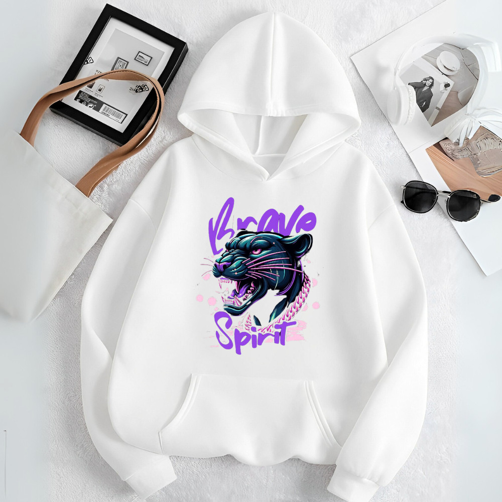 Moletom Unissex Blusa de Frio Estamp Pantera Roxa Confortável Casual Inverno Modinha Tecido Premium