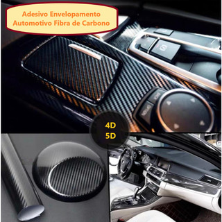Adesivo Envelopamento Automotivo Fibra de Carbono 4D e 5D 50cm*100cm Preto
