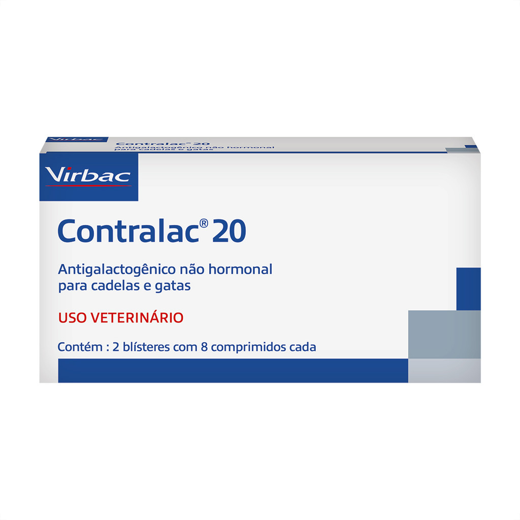 Contralac 20 Virbac para Cães e Gatos - 16 Comprimidos - Pets