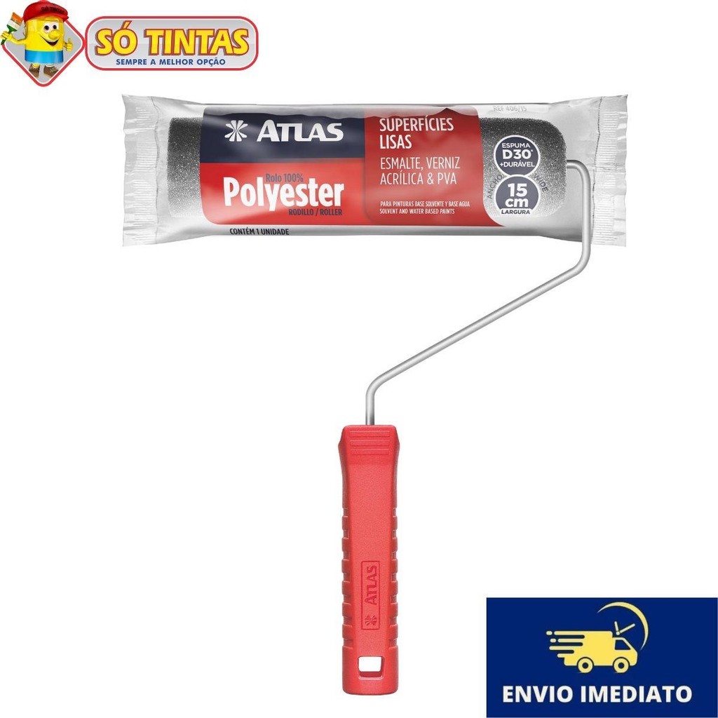 Rolo de Pintura Espuma Cinza Polyester Atlas 406 Resistente a Solventes Minerais. em Oferta na Shopee