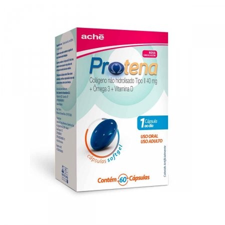 Protena Colágeno Não Hidrolisado Tipo II 40mg + Ômega 3 + Vitamina D 60 cápsulas