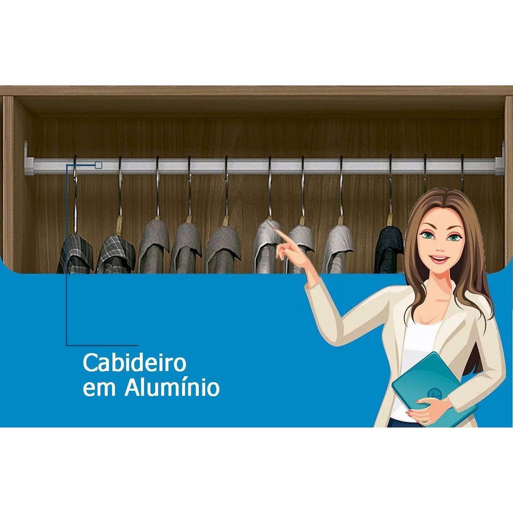 Detalhes do Cômoda Casal Master c/ 2 Portas 1 Nicho e 4 Gavetas Castanha-Jatobá/Areia - Santos Andirá
