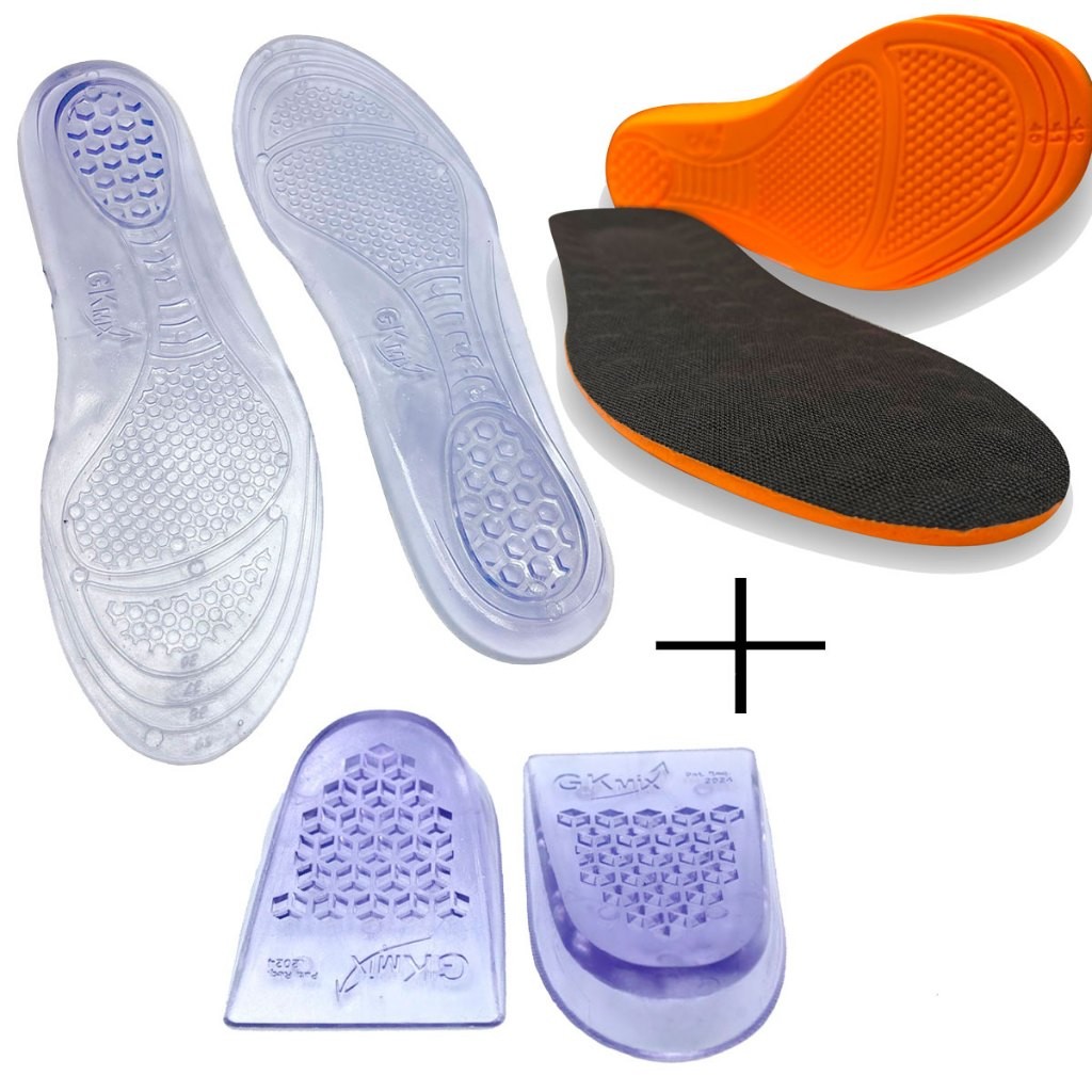 Kit 3 Pares de Palmilha Ortopédicas Conforto Gel Anti Impacto Esporão Calcâneo Fascite Plantar Contra Dor em Oferta na Shopee