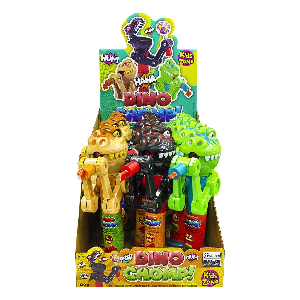 Dino Chomp Dinossauro Brinquedo com Pirulito Kids Zone