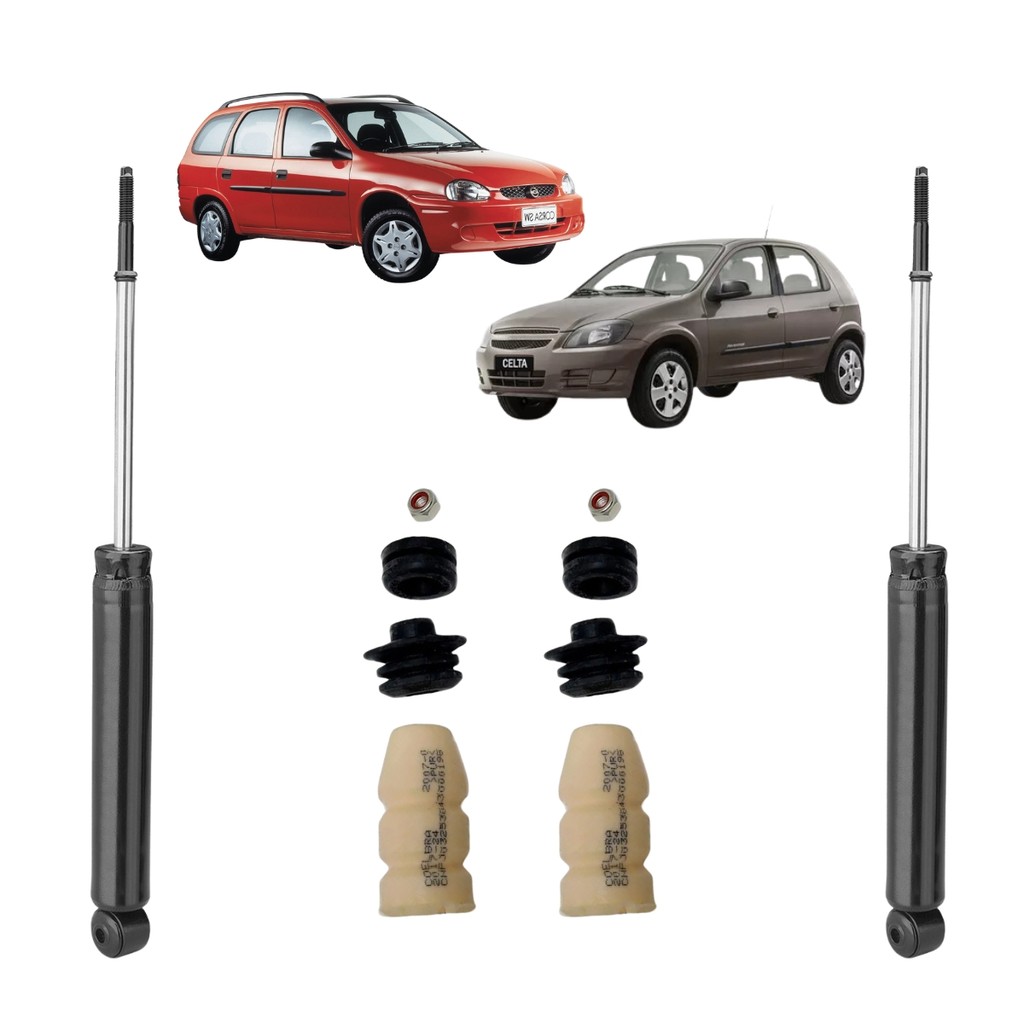 2 Amortecedor Orig Nakata Traseiro+Kit Batente Corsa 2000