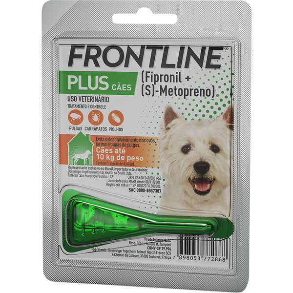 Frontline Plus Antipulgas e Carrapatos Para Cães Até 10kg
