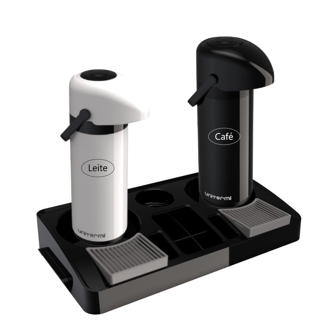 Kit 2 Garrafa Térmica Café/leite 1 L + Bandeja Organizadora Unitermi