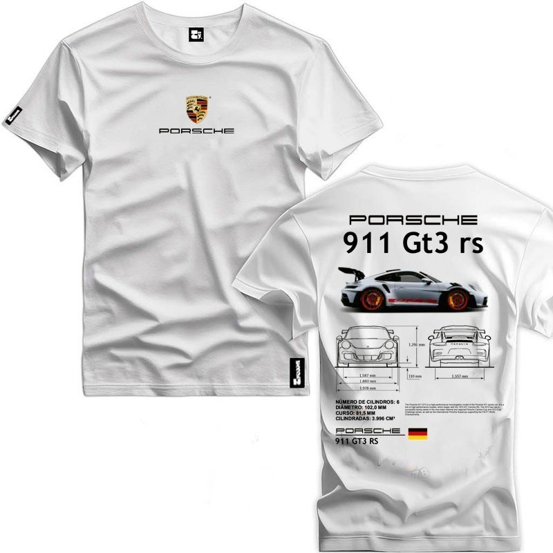Nova Camiseta "Carro 911 GT3 rs" Frente e Costas 100% Algodão Unissex Premium Verao Top Premium