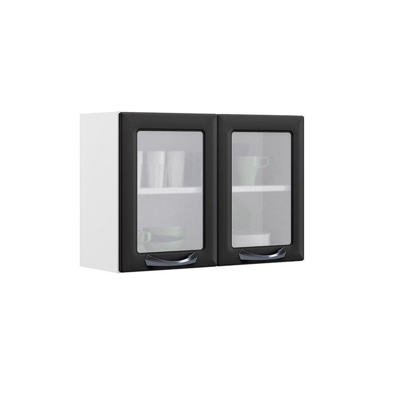 Armário Aéreo Grafite 2 Portas com Vidro New Premium