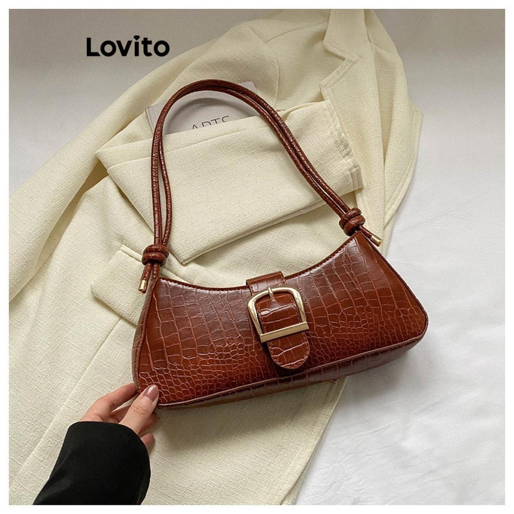 (Trendy) Lovito Elegante Crocodilo Bolsa de ombro pequena para Mulheres LFA63037 - Women Bags