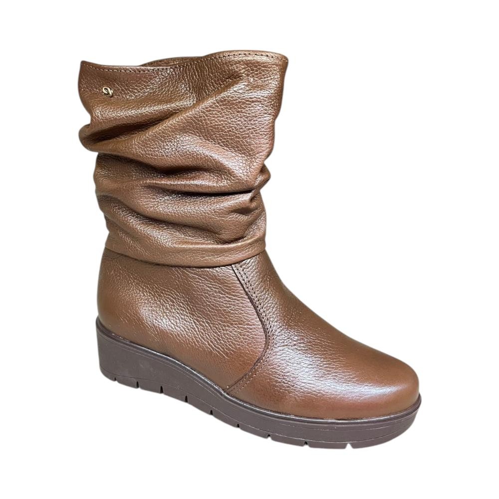 BOTA FEMININA PEGADA ANABELA 280801 EM COURO ORIGINAL