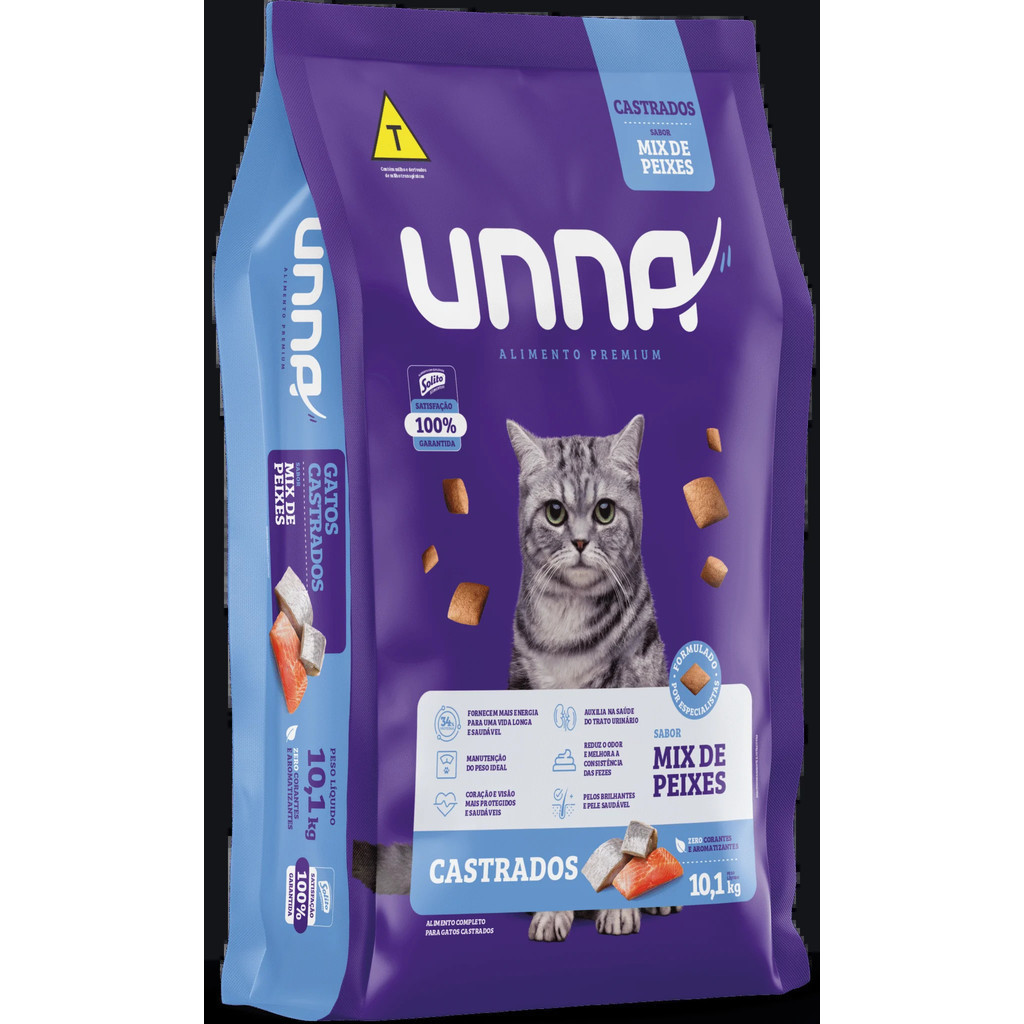 Ração Unna Mix de Peixe Para Gatos Castrados 10.1 kg