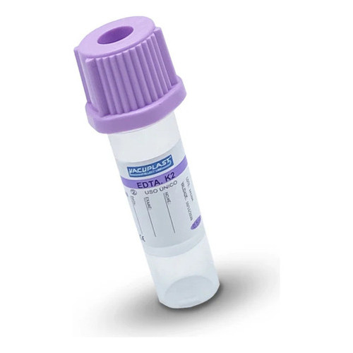 100 Microtubo Tampa Roxa Vacuplast L Coleta C/ Edta K2 0,5 M