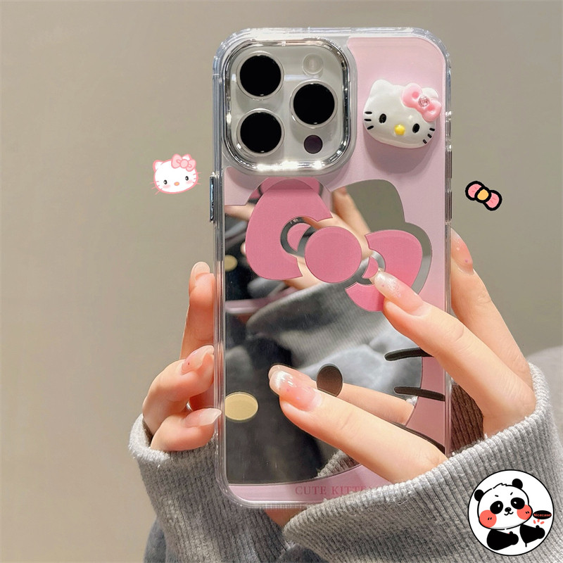 Capa De Telefone Espelhada 3D Hello Kitty Para Samsung Galaxy A16 A06 M55 F55 C55 M35 M52 M34 M14 F14 A55 A35 A25 A15 M1