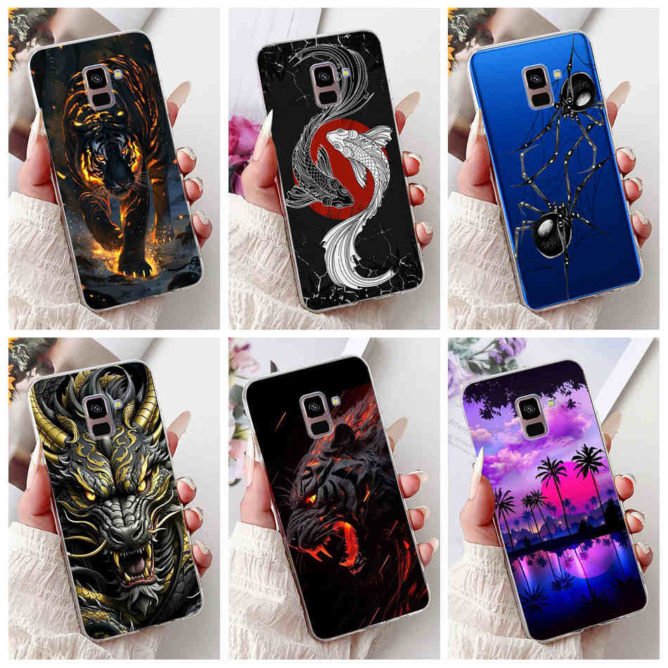 Para Samsung Galaxy A8 + (2018) SM-A730F/A8 A530F Nova Moda Dragão Aranha Estilo Silicone Macio TPU Caso De Telefone