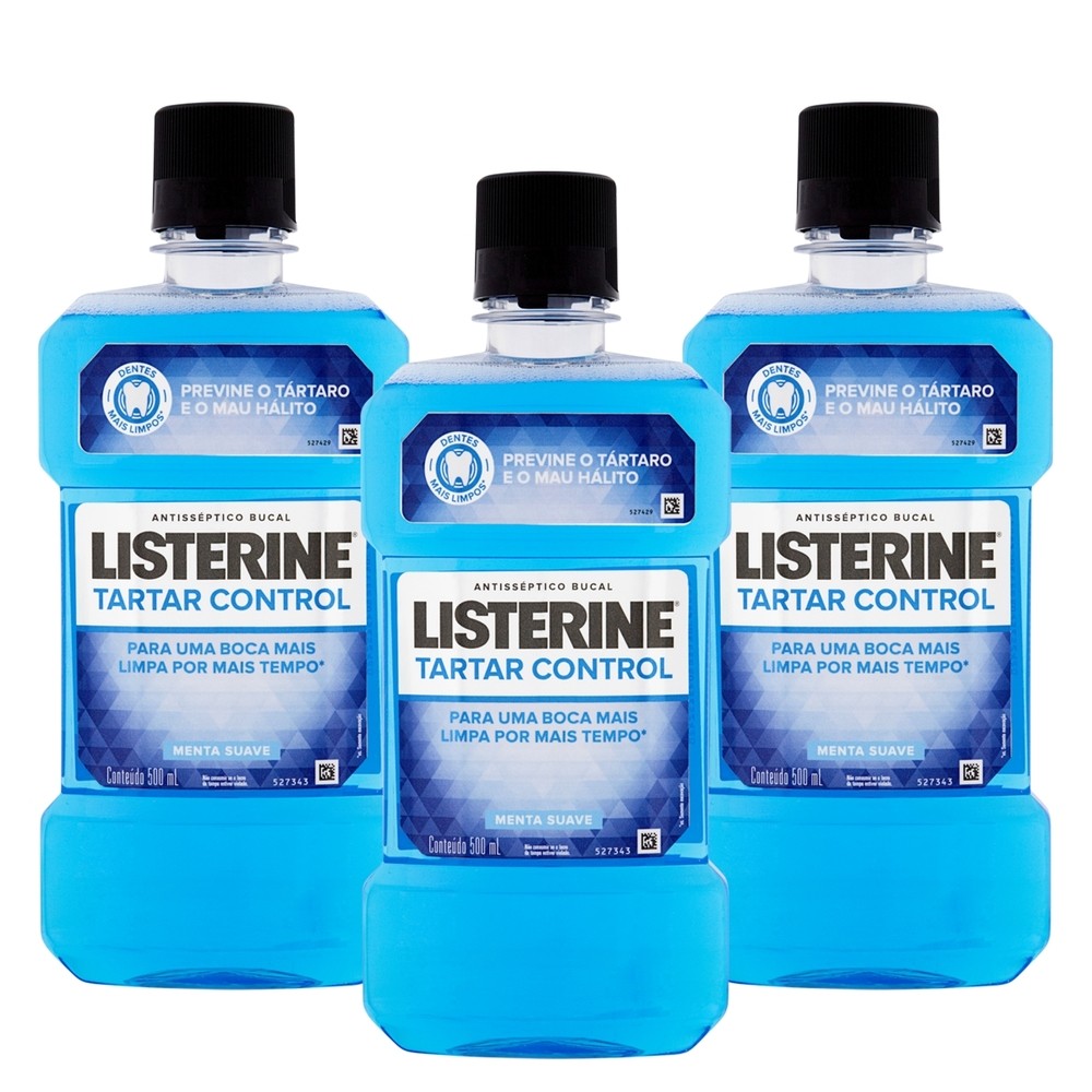 Kit 3 und Antisséptico Bucal Listerine Tartar Control 500ml em Oferta na Shopee