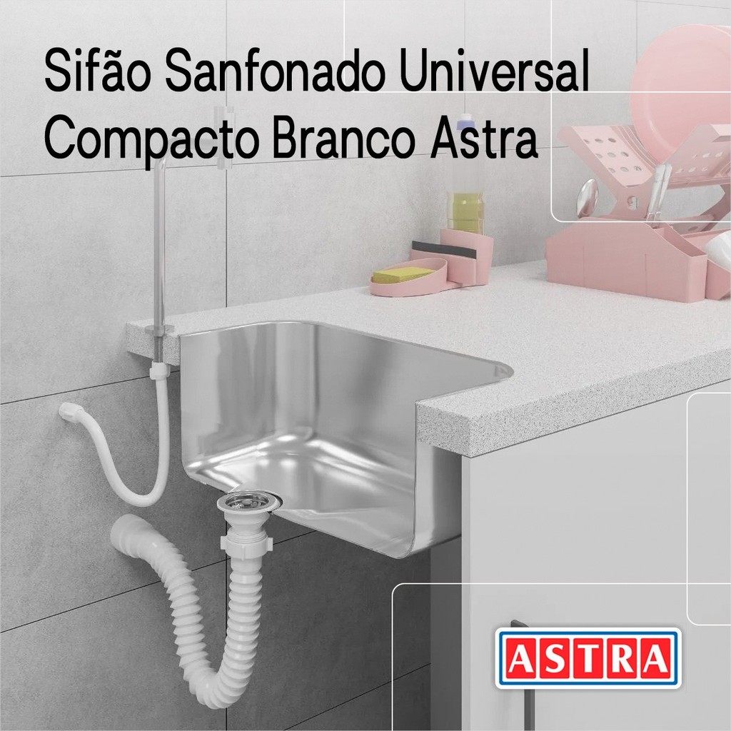 Kit C/ 2 Sifão Sanfonado Universal Pvc Reforçado Astra · foto 2