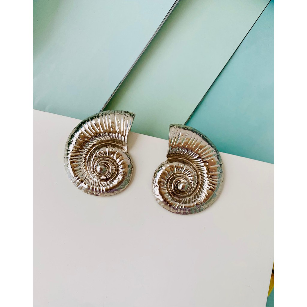 Brincos banhados a Prata Brincos concha caracol Maxi Verão